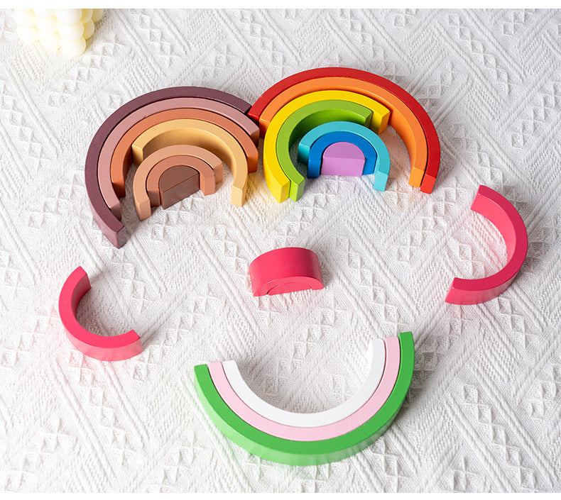 Rainbow Building Wooden Montessori Blocks