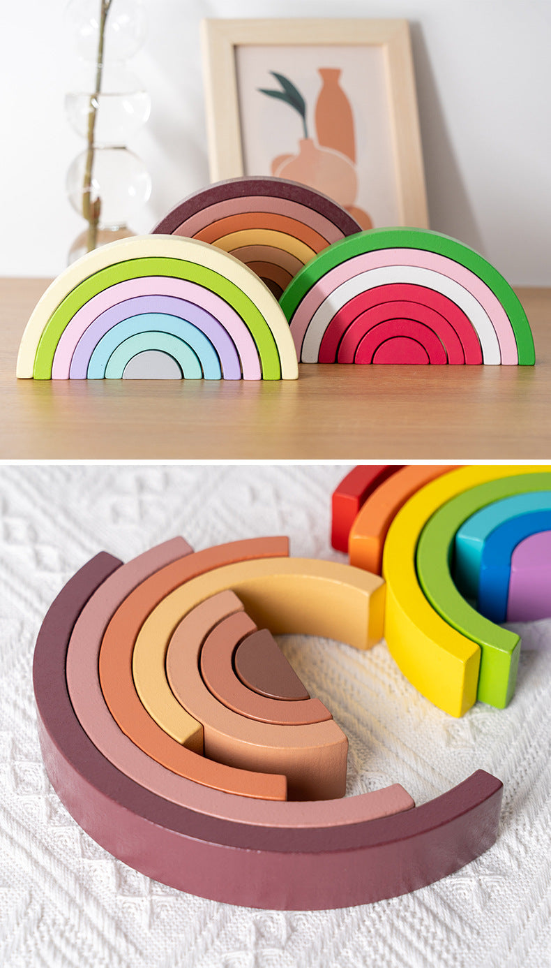 Rainbow Building Wooden Montessori Blocks