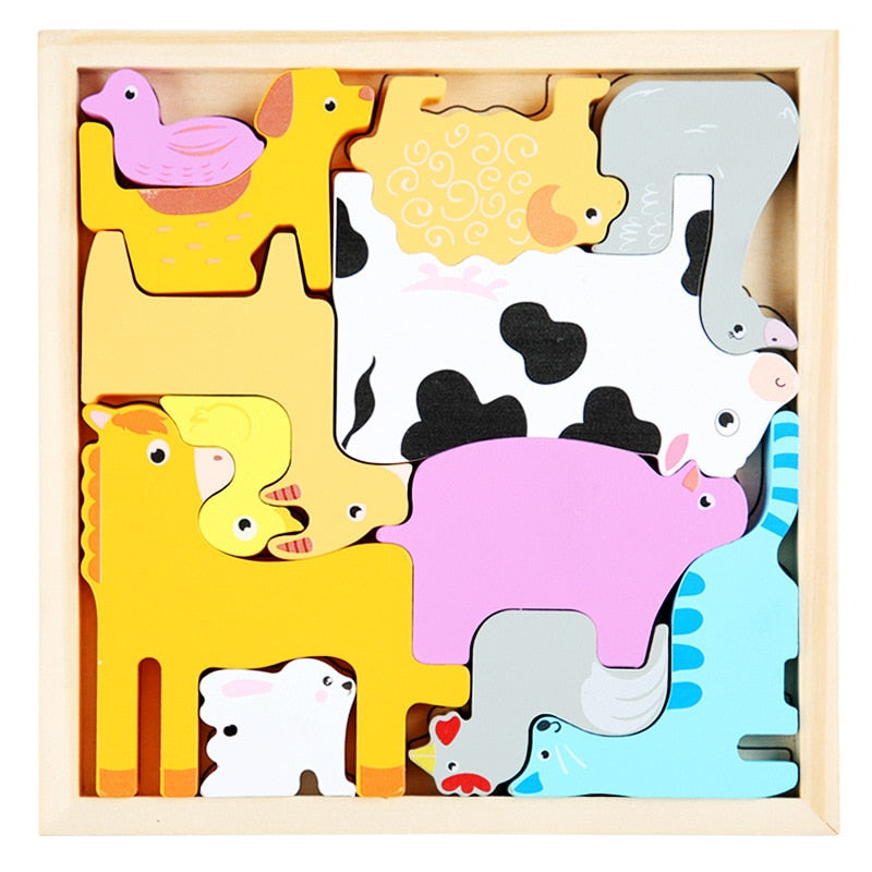 "Critter Cruiser" Montessori 3D Wooden Puzzle