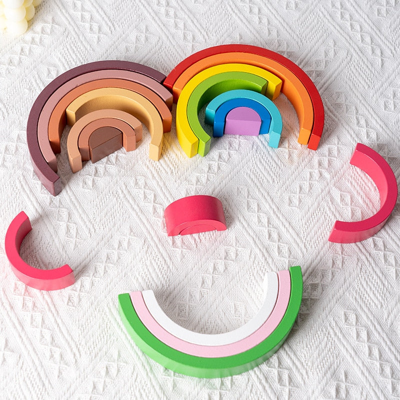 Rainbow Building Wooden Montessori Blocks