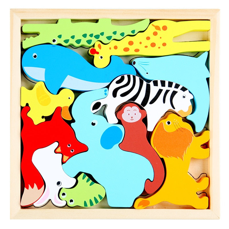 "Critter Cruiser" Montessori 3D Wooden Puzzle