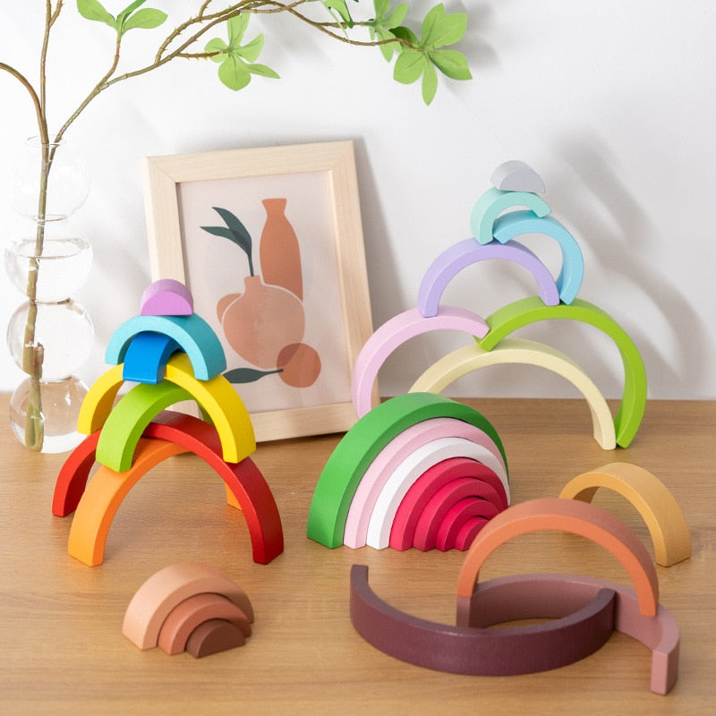 Rainbow Building Wooden Montessori Blocks