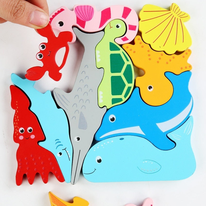 "Critter Cruiser" Montessori 3D Wooden Puzzle
