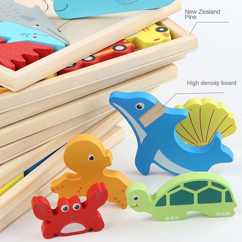 "Critter Cruiser" Montessori 3D Wooden Puzzle