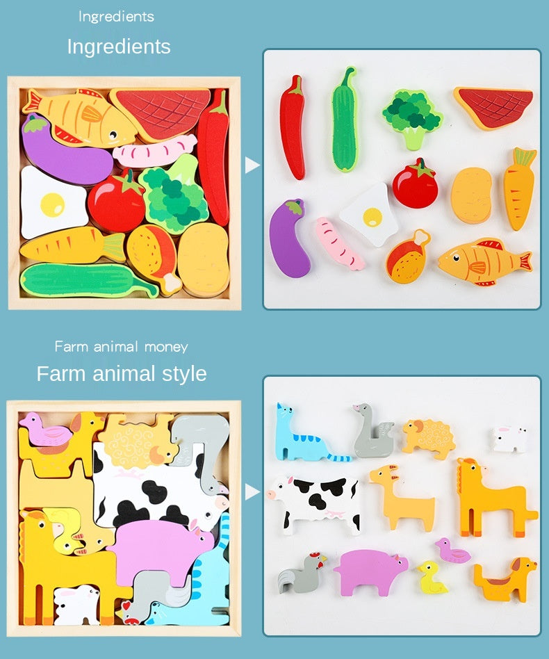 "Critter Cruiser" Montessori 3D Wooden Puzzle
