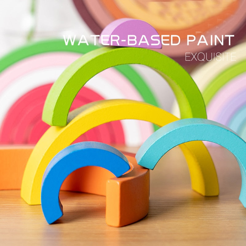 Rainbow Building Wooden Montessori Blocks