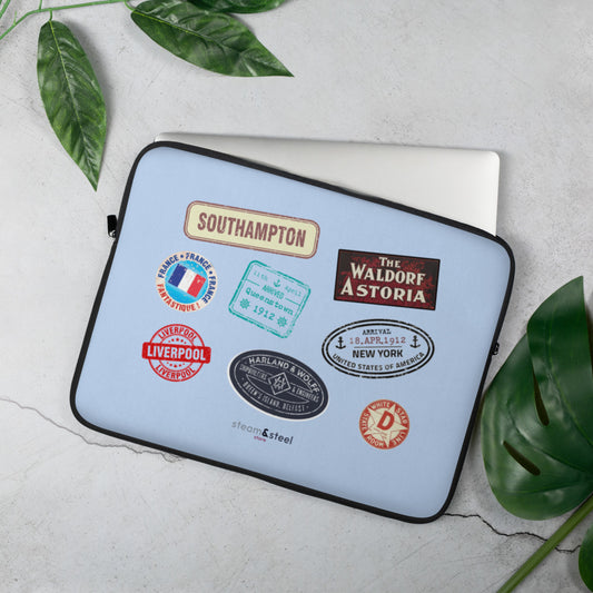 "Titanic Tags" Laptop Sleeve - Blue - - steam & steel store