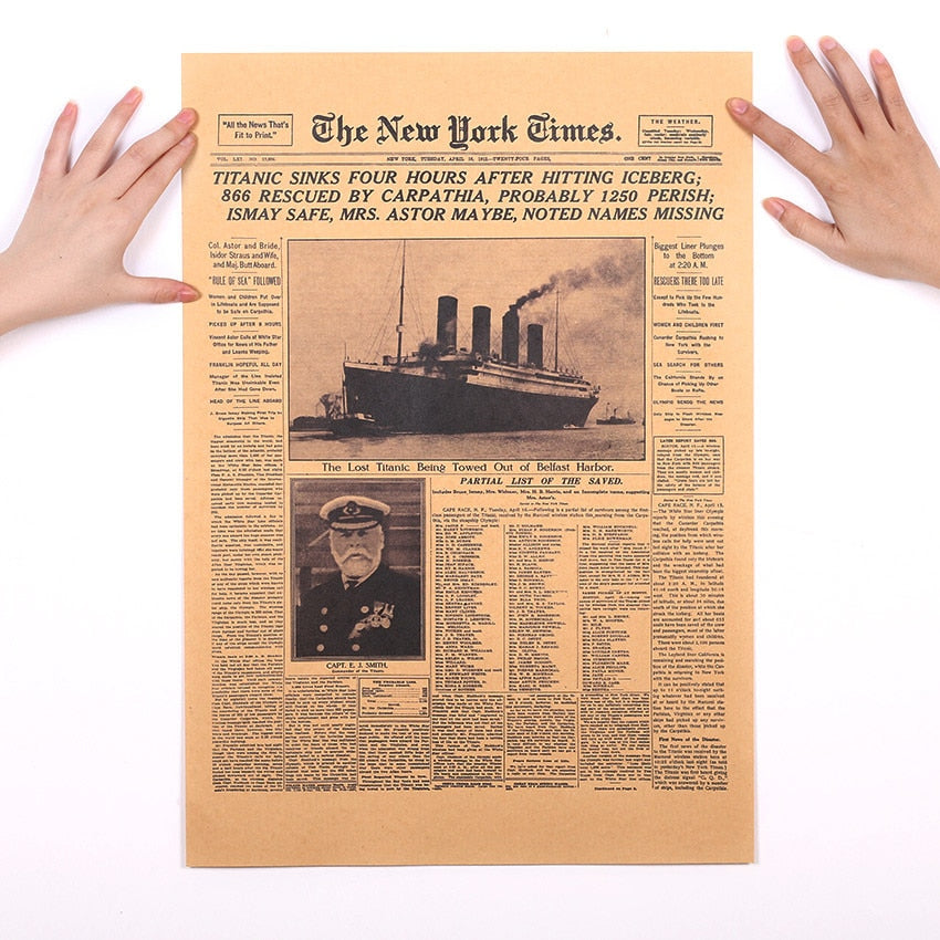 New York Times Titanic Retro Poster - Posters, Prints, & Visual Artwork - steam & steel store